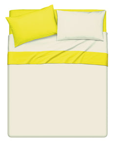 Completo letto lenzuola bicolor in 100% cotone made in Italy BEIGE/GIALLO SOLE