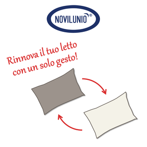 Set 2 federe coppia di federe bifaccia doubleface stampa digitale 100% cotone Made in Italy FIORELLINI/PANNA