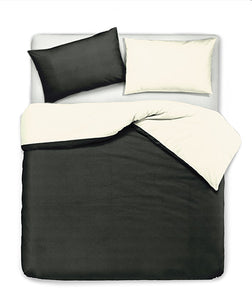 Set copripiumino federe letto bicolor double face parure copripiumino in cotone made in Italy NATURALE/NERO