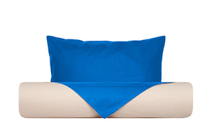 Set copripiumino federe letto bicolor double face parure copripiumino in cotone made in Italy NATURALE/BLUETTE