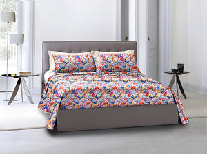 Completo letto lenzuola federe bifaccia double face stampa digitale in cotone made in italy  PESCI TROPICALI/BIANCO