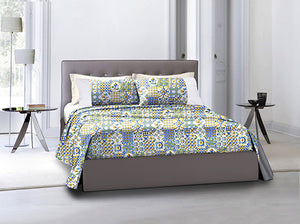 Completo letto lenzuola federe bifaccia double face stampa digitale in cotone made in italy  MAIOLICHE SICILIANE/BIANCO