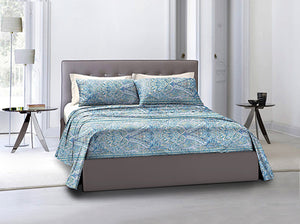 Completo letto lenzuola federe bifaccia double face stampa digitale in cotone made in italy  INDIA/BIANCO