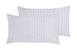 Set 2 federe coppia di federe bifaccia doubleface stampa digitale 100% cotone Made in Italy POIS BLU SU BIANCO