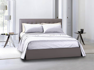 Completo letto lenzuola federe bifaccia double face stampa digitale in cotone made in italy POIS CELESTI SU BIANCO/BIANCO