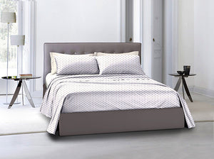 Completo letto lenzuola federe bifaccia double face stampa digitale in cotone made in italy POIS TORTORA SU BIANCO/BIANCO