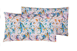 Set 2 federe coppia di federe bifaccia doubleface stampa digitale 100% cotone Made in Italy PAISLEY MULTICOLOR /BIANCO