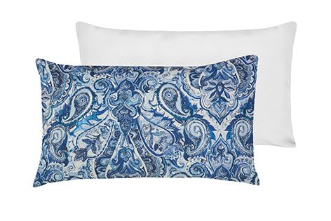 Set 2 federe coppia di federe bifaccia doubleface stampa digitale 100% cotone Made in Italy PAISLEY BLU /BIANCO