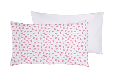 Set 2 federe coppia di federe bifaccia doubleface stampa digitale 100% cotone Made in Italy DOT MINI  ROSA