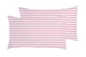 Completo letto lenzuola federe bifaccia double face stampa digitale in cotone made in italy STRIPE MINI ROSA/BIANCO (copia)