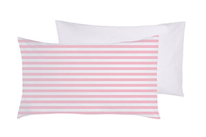 Completo letto lenzuola federe bifaccia double face stampa digitale in cotone made in italy STRIPE MINI ROSA/BIANCO (copia)