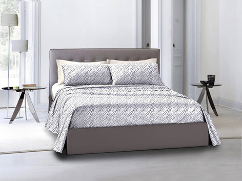 Completo letto lenzuola federe bifaccia double face stampa digitale in cotone made in italy DOT MINI GRIGIO/BIANCO