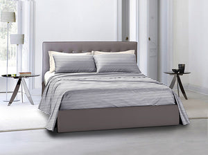 Completo letto lenzuola federe bifaccia double face stampa digitale in cotone made in italy RIGA MINI GRIGIO/BIANCO