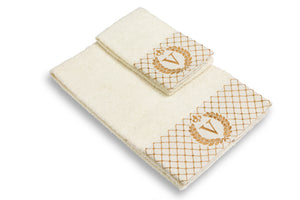 Set 2 asciugamani con iniziale asciugamano viso + asciugamano ospite Made in Italy