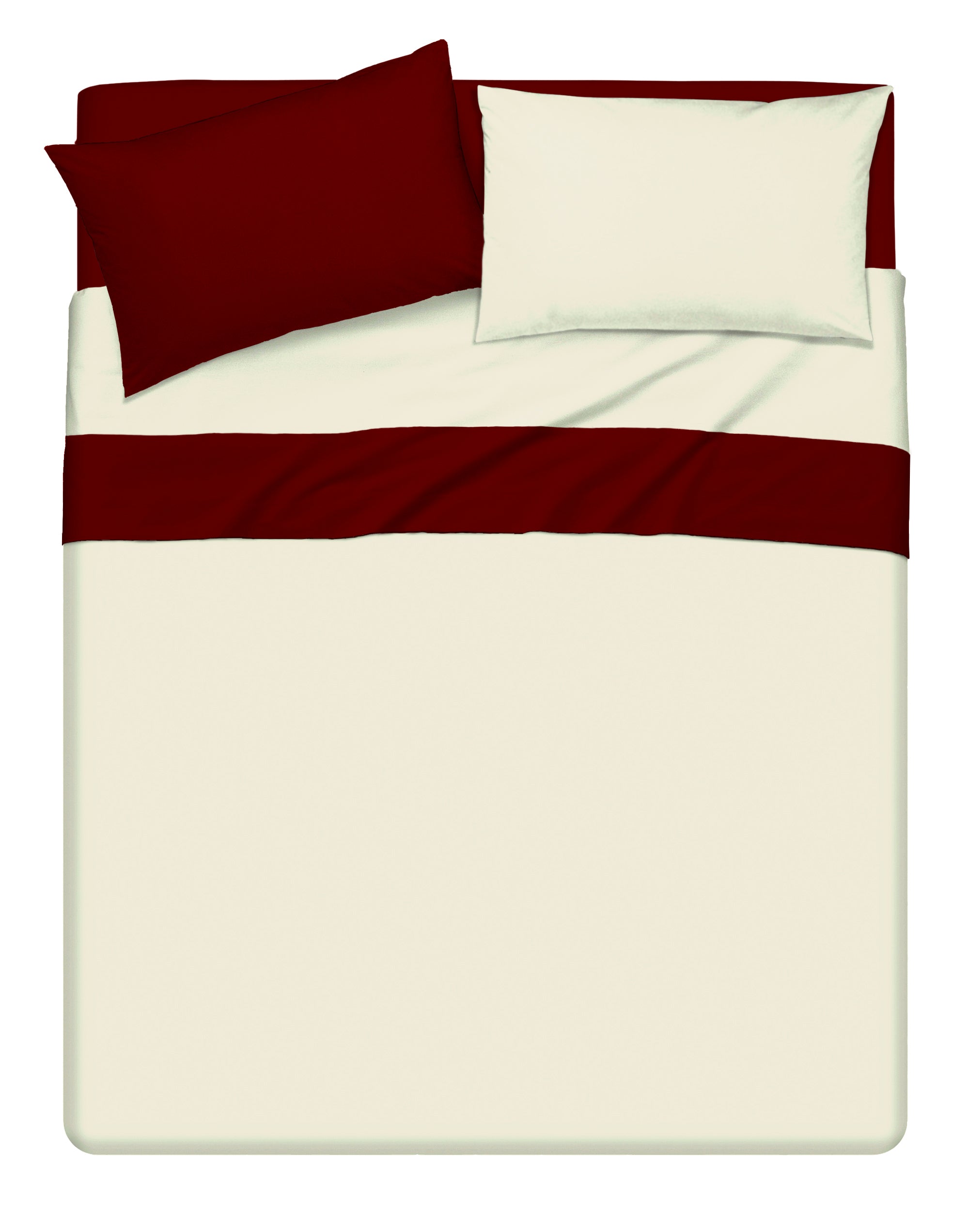 Completo letto lenzuola bicolor in 100% cotone made in Italy BEIGE/BORDEAUX