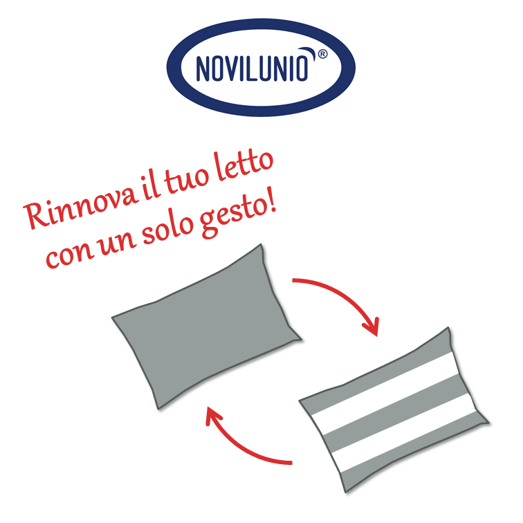 Set 2 federe coppia di federe bifaccia doubleface stampa digitale 100% cotone Made in Italy DOT MAXI  GRIGIO - NOVILUNIO.IT