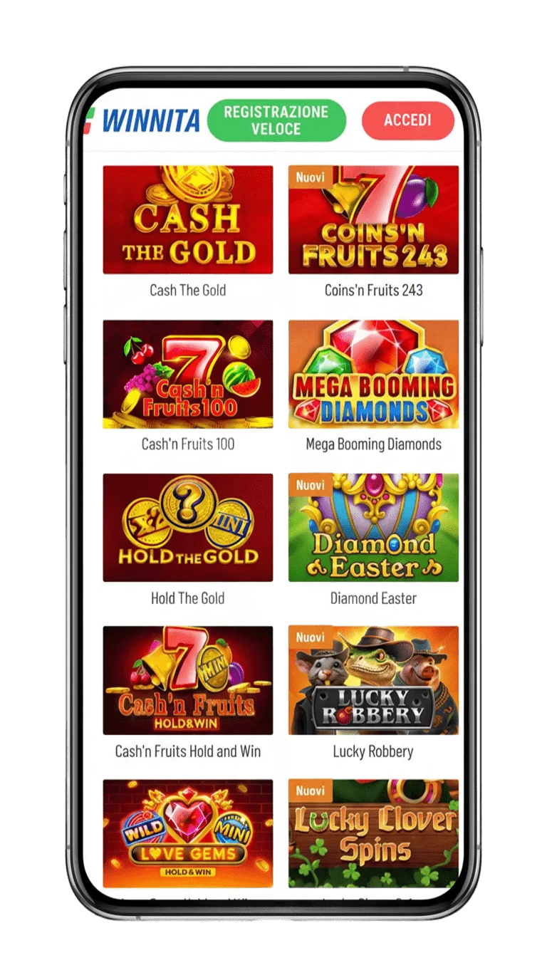 App Winnita Casino su smartphone